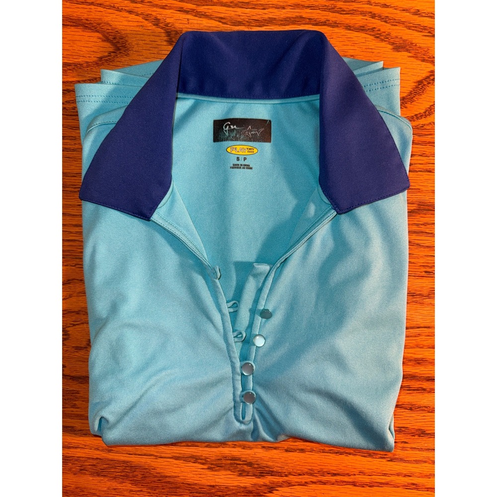 Greg Norman Play Dry Sleeveless Golf Polo Shirt Blue Size S‎